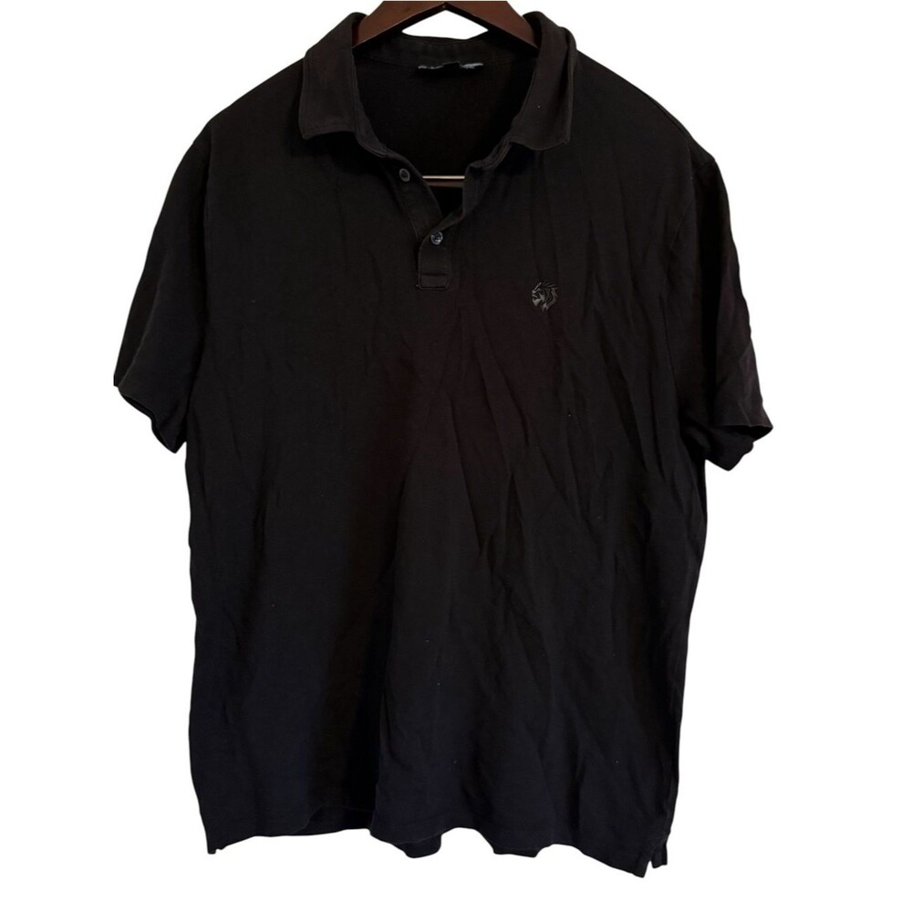 Express Men's Black Polo Shirt - Classic Short Sleeve Size Large